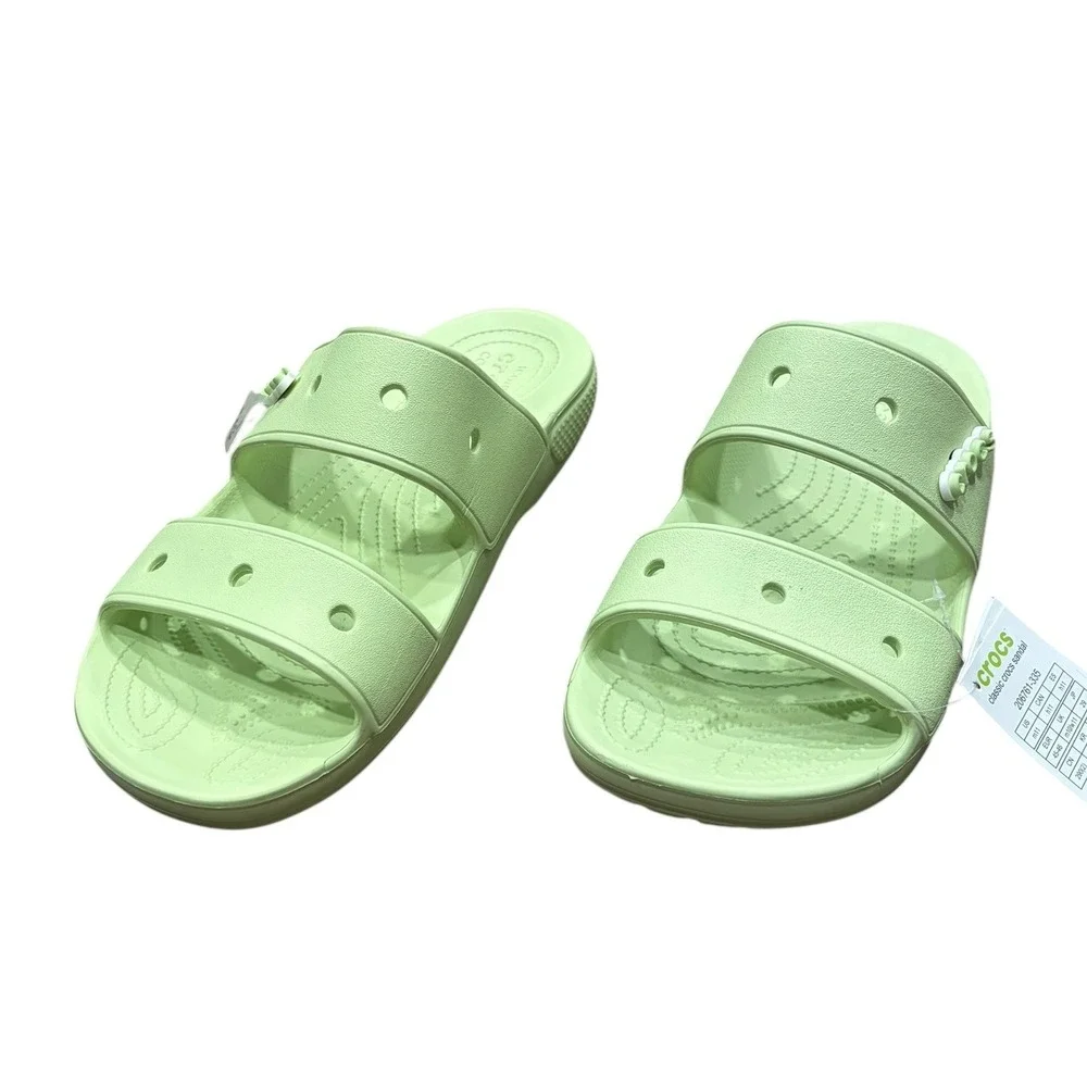 NEW Crocs Classic Sandals Slides Lime Green Mens Size 11 Two Strap Comfort